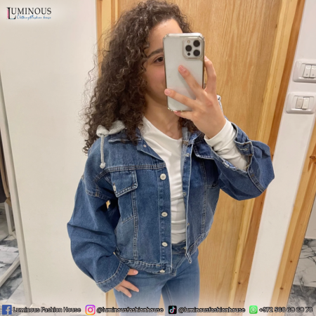 جاكيت جينز مع طاقية